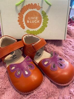 Matilda Jane Livie & Luca Sunset Orange Classic Petal Shoes NIB